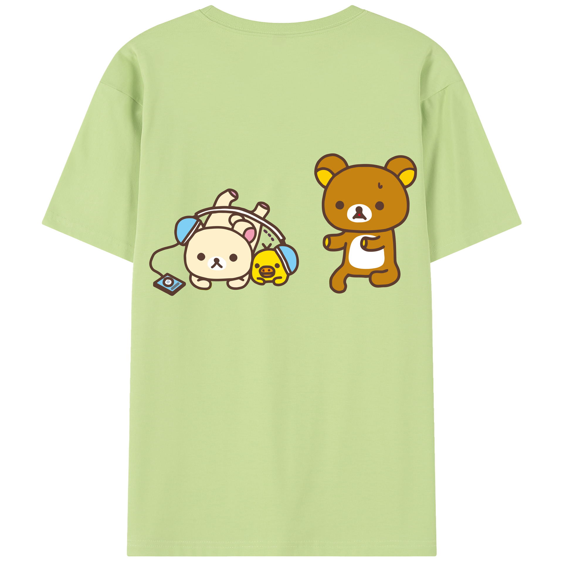 （画像用） リラックマ リラックマ キイロイトリ Rilakkuma Korilakkuma Kiiroitori 綿100％半袖Tシャツ（背面プリント）
